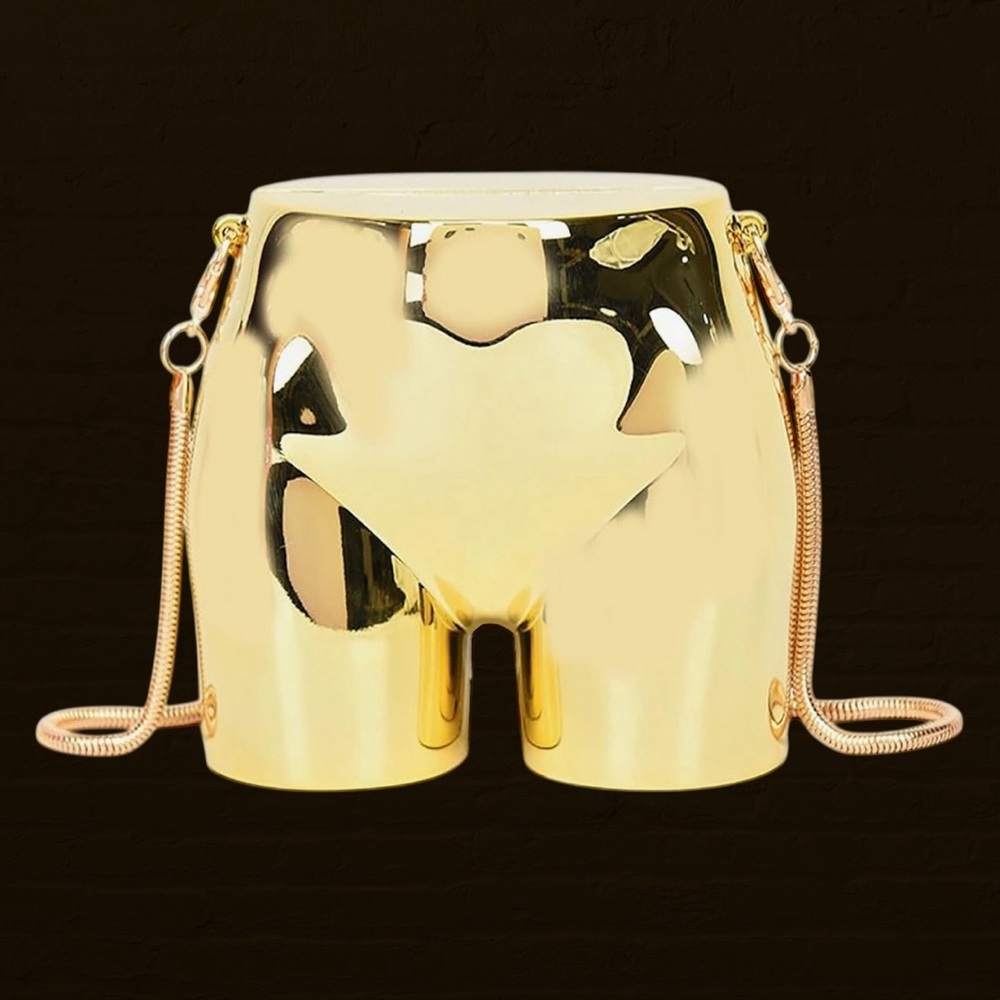 Gold Metallic Butt Hip Sculptural Bag